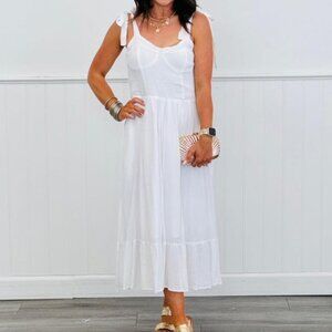 White Corset Midi Dress
